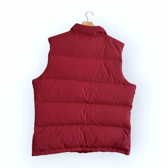 Lands End Men's Large Down Puffer Vest, Quilted Snap/Full Zip 600 Fill. Red - Picture 2 of 11